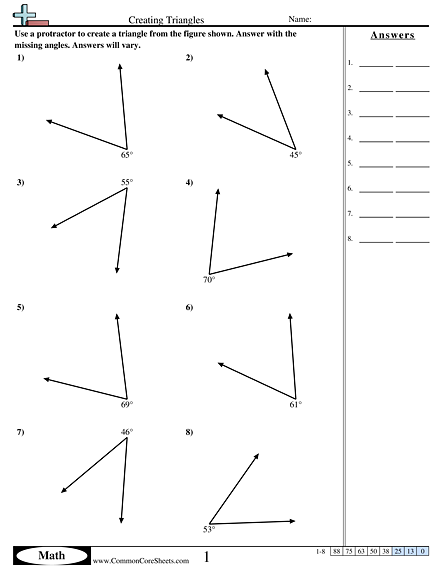Angles Worksheets - Creating Triangles worksheet